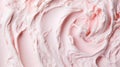 Close-up of ice cream texture. Top view of frozen pink gelato surface. Food background. Generative AI