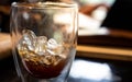 Ice cube in cola glass drink Royalty Free Stock Photo