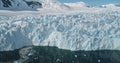 Close up ice glacier melting at ocean bay, Antarctica aerial. Climate change at snow shore of Iceland Royalty Free Stock Photo