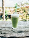 Close up ice green tea on wood table Royalty Free Stock Photo