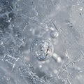 Close-up of an ice structure with a central air bubble. The translucent ice displays Royalty Free Stock Photo