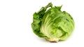 Close-up iceberg lettuce cabbage with big green salad leaves isolated on white background Royalty Free Stock Photo