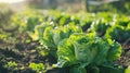 close-up of iceberg lettuce in the garden. selective focus Royalty Free Stock Photo