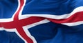 Close-up of Iceland national flag waving