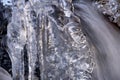 Close-up of icicles and a small waterfall, Salt Spring Island, BC Canada