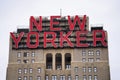 Close up of iconic New Yorker Hotel sign in Manhattan, part of Wyndham Hotels & Resorts
