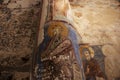 Close up of icons and artwork in the 12th century Church of the Antiphonitis near the village of Esentepe