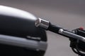 Close up of the ignition key hole on handle of motorbike Royalty Free Stock Photo