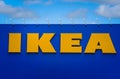 Close up IKEA logo at the warehouse. Retailer for home furnishing and furniture store. HALIFAX, NOVA SCOTIA