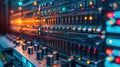 Data Center Hardware with Complex Network Devices and Blinking Lights for Server Operations Royalty Free Stock Photo