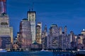 Close up of the illuminated buildings of New York