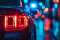 Close-up of illuminated car tail lights in the dark Royalty Free Stock Photo