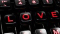 Close-up of Illuminated Computer Keyboard Spelling the Word Love Royalty Free Stock Photo