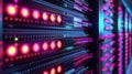 Data Server Racks with Glowing LED Lights in a Modern Cyber Security Center Royalty Free Stock Photo