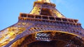 Close up of Eiffel tower with lights