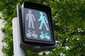 Light sign allowing pedestrians and cyclists to cross Royalty Free Stock Photo