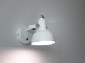 Close-up illuminated metal white electric lamp