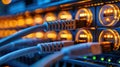 Network Server Room with Connected Cables Offering High-Speed Data Transmission Royalty Free Stock Photo