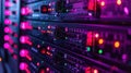 Network Servers in Data Center with Colorful LED Lights Showing Operation and Data Processing Royalty Free Stock Photo