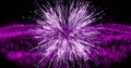 Close-up of illuminated white fiber optics over purple dots against black background, copy space Royalty Free Stock Photo