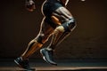 Close-up illustration of an athlete\'s legs with prosthetics in the style of the future. AI Generation