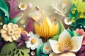 Close-up illustration of beautiful spring and summer wildflowers. Spring and summer background. Generative AI