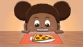 Black Girl Looking at Pizza Slice