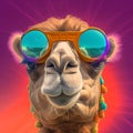Close up of illustration of camel wearing glasses in disco dancing style Royalty Free Stock Photo
