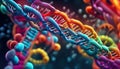 Close up illustration of a Nucleic acid double helix with connected nucleic acid molecules