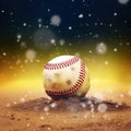 Close up illustration of Softball in a ground field on a rainy day. Royalty Free Stock Photo