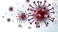 Close-up illustration of a virus with red spikes and bubbles, representing the microscopic world and current health challenges Royalty Free Stock Photo