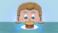 White Boy Looking at Hamburger Royalty Free Stock Photo