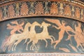 Close-up on illustrations of ancient etruscan vase