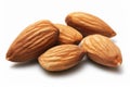 Close up image of almonds laying on a white background Royalty Free Stock Photo