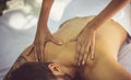 Close up image of back massage. Royalty Free Stock Photo