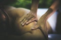 Close up image of back massage. Royalty Free Stock Photo