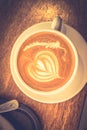 Close up image of a barista made cup of coffee