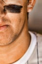 Close up photo of Baseball Player Wearing Eyeblack Royalty Free Stock Photo