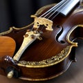A close up image of beautiful elegant violin generative AI Royalty Free Stock Photo