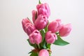 Close-up image of a Bouquet of Pink Tulips with Raindrops Royalty Free Stock Photo