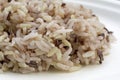 Close-up image of brown rice Cooked See the grain clearly Ready to eat on a white plate.shallow focus effect Royalty Free Stock Photo