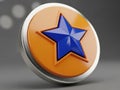 Vibrant star symbol on orange circle button isolated on transparent background Royalty Free Stock Photo