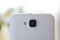 Close Up Image of the Camera of White Smart Phone