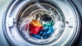 A Deep Dive into the Laundry Cycle Closeup of a Washing Machines Spinning Drum Showing Clean Clothes and Royalty Free Stock Photo