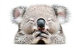 Adorable close-up of a koala with eyes closed, resting its head on its paws, showcasing its fluffy fur and serene Royalty Free Stock Photo