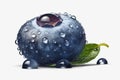 Ai Generative Blueberries with drops of water on a white background close-up