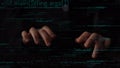 Close-Up of Hands Typing on Laptop with Code and Programming Syntax in Dark Environment, Representing Software Royalty Free Stock Photo
