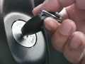 Close up image of car ignition key.