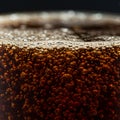 Close-up image of a carbonated beverage with numerous bubbles on the surface and Royalty Free Stock Photo