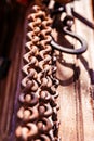 Chain hook on the wooden ground Royalty Free Stock Photo